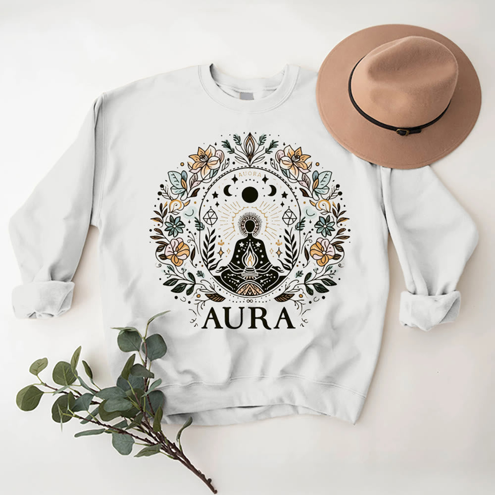 Felpa con cappuccio e scollo rotondo in pile a maniche lunghe Olivenorma AURA Meditation - image 1