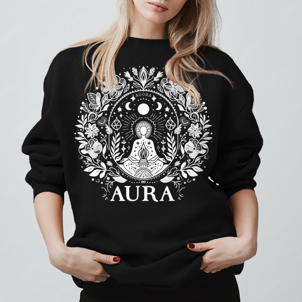 Felpa con cappuccio e scollo rotondo in pile a maniche lunghe Olivenorma AURA Meditation - Nero - 2XL - image 13