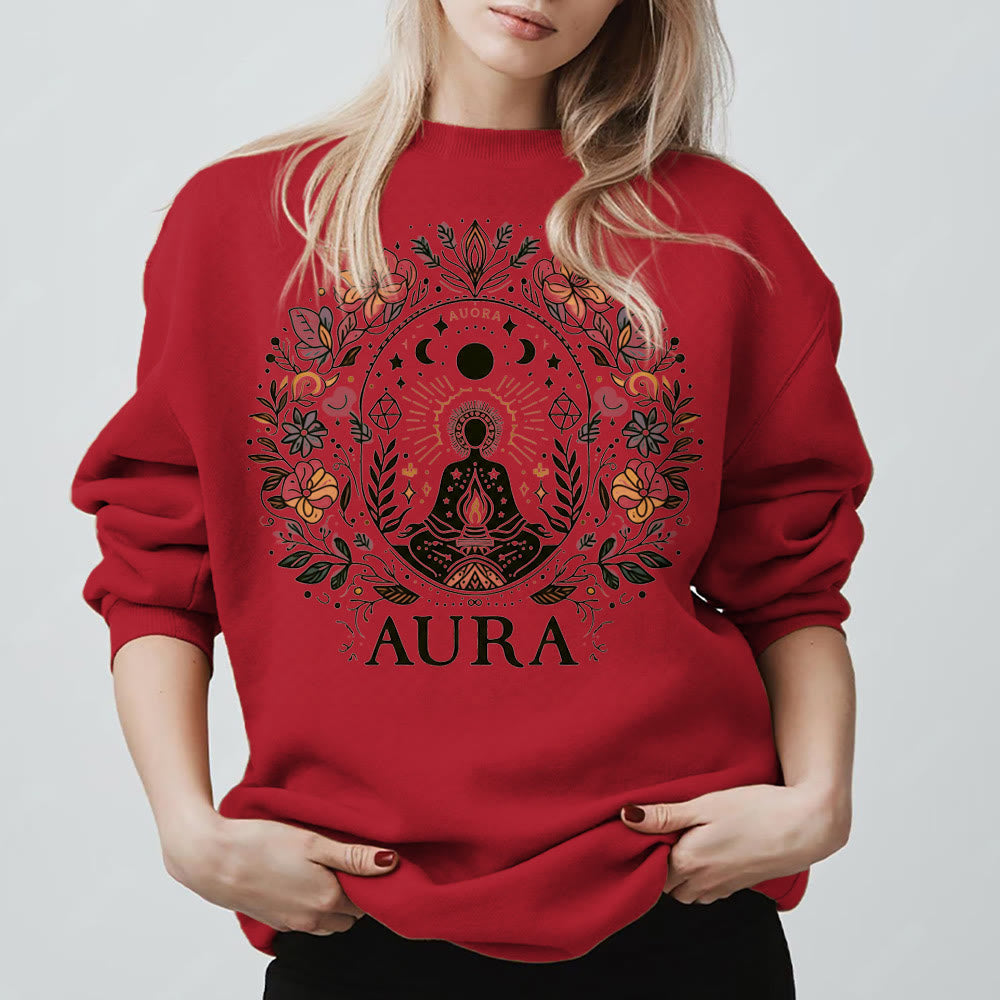 Felpa con cappuccio e scollo rotondo in pile a maniche lunghe Olivenorma AURA Meditation - Rosso - 2XL - image 9