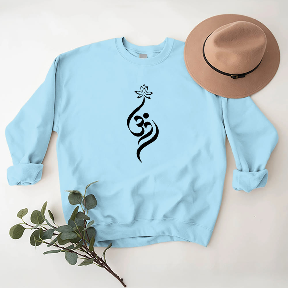 Felpa leggera in pile Olivenorma con simbolo OM e meditazione spirituale sul loto - image 17