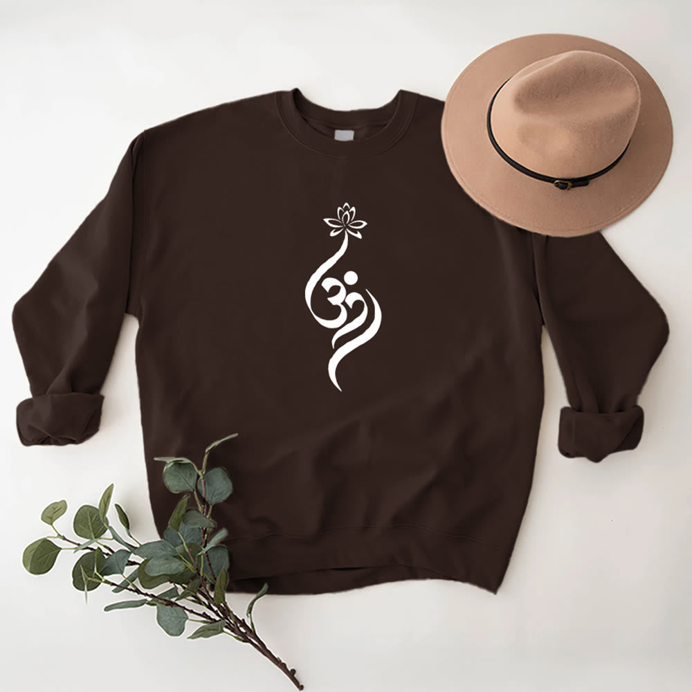 Felpa leggera in pile Olivenorma con simbolo OM e meditazione spirituale sul loto - image 11