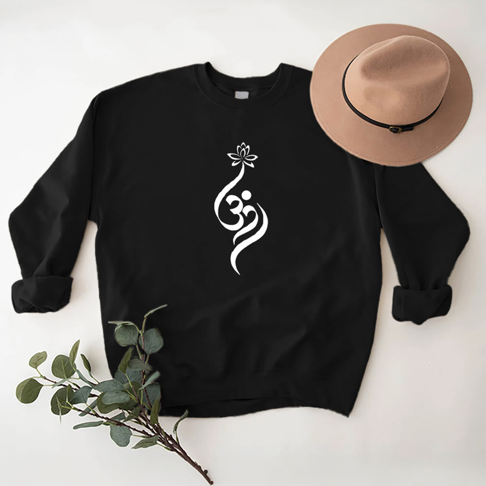 Felpa leggera in pile Olivenorma con simbolo OM e meditazione spirituale sul loto - image 7