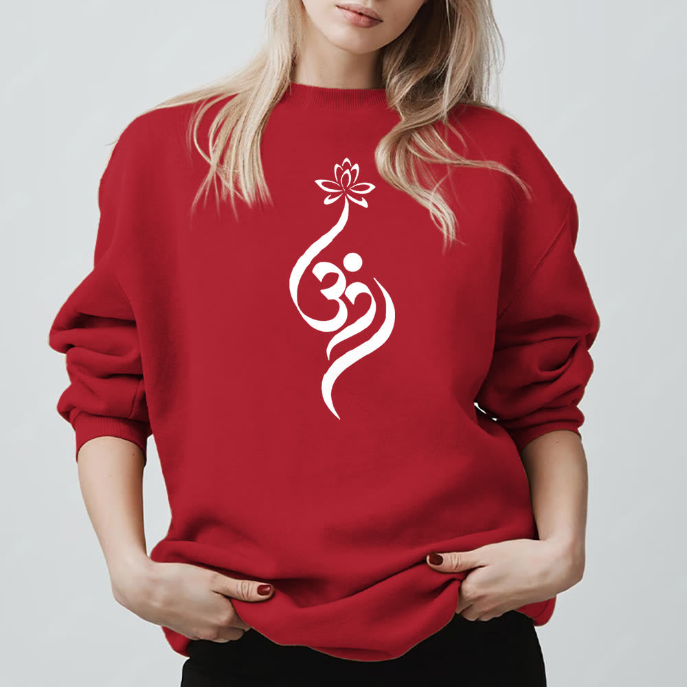 Felpa leggera in pile Olivenorma con simbolo OM e meditazione spirituale sul loto - Rosso - 2XL - image 14