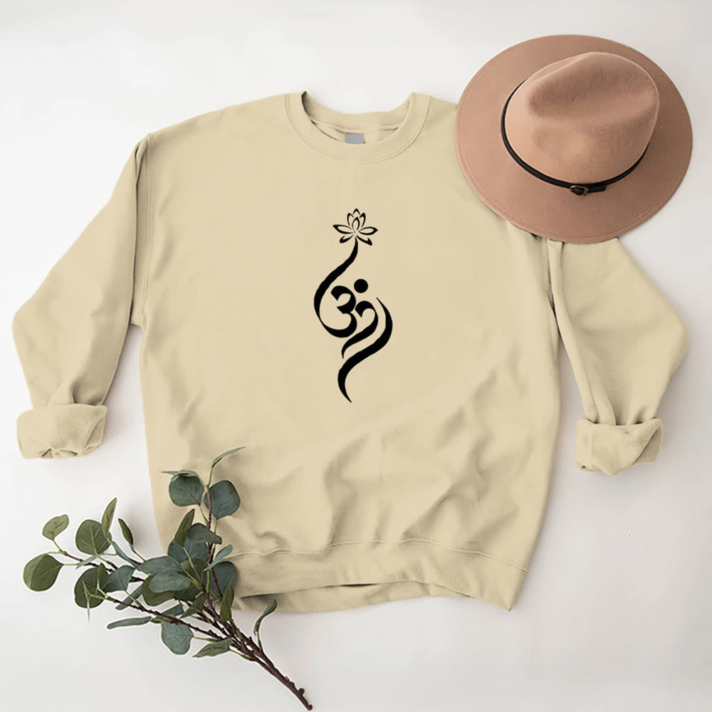 Felpa leggera in pile Olivenorma con simbolo OM e meditazione spirituale sul loto - image 13