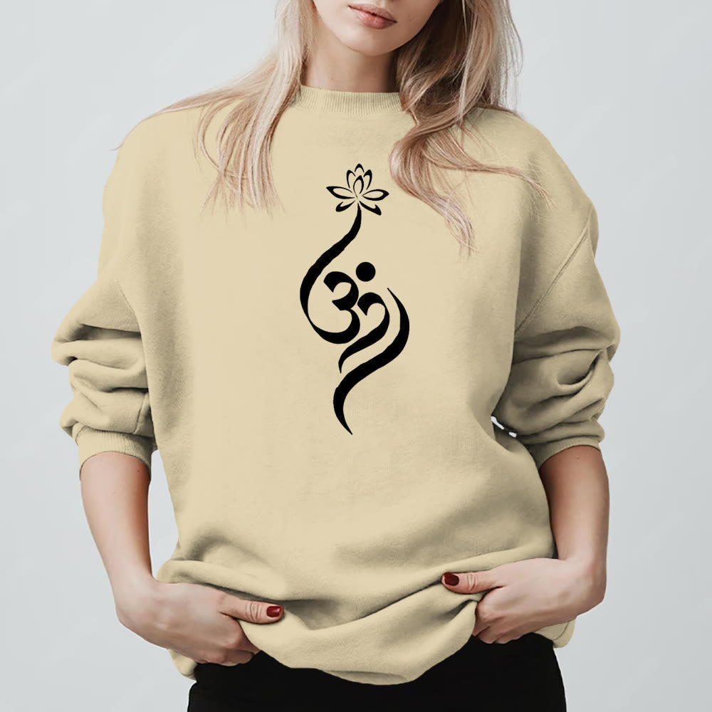 Felpa leggera in pile Olivenorma con simbolo OM e meditazione spirituale sul loto - Giallo chiaro - 2XL - image 12