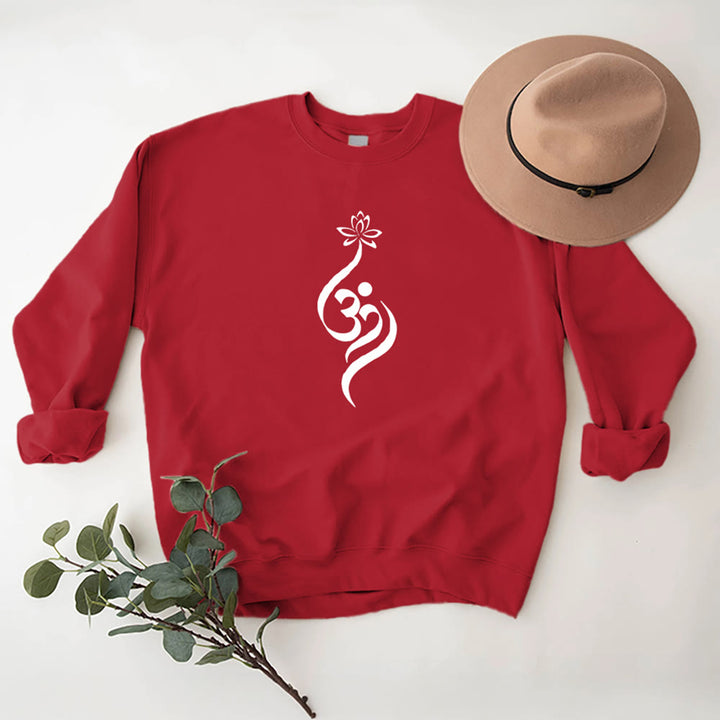Felpa leggera in pile Olivenorma con simbolo OM e meditazione spirituale sul loto - image 15