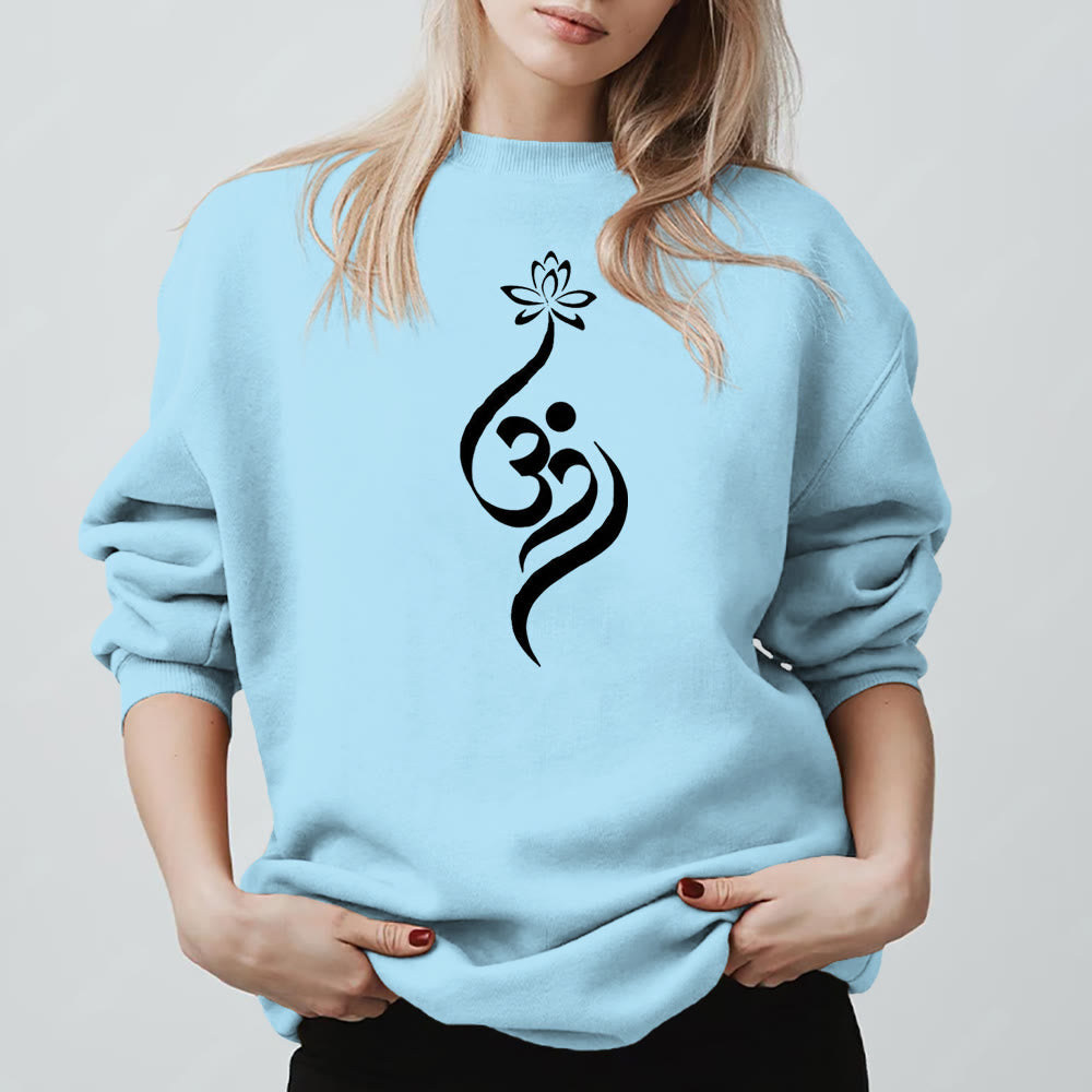 Felpa leggera in pile Olivenorma con simbolo OM e meditazione spirituale sul loto - Blu - 2XL - image 16