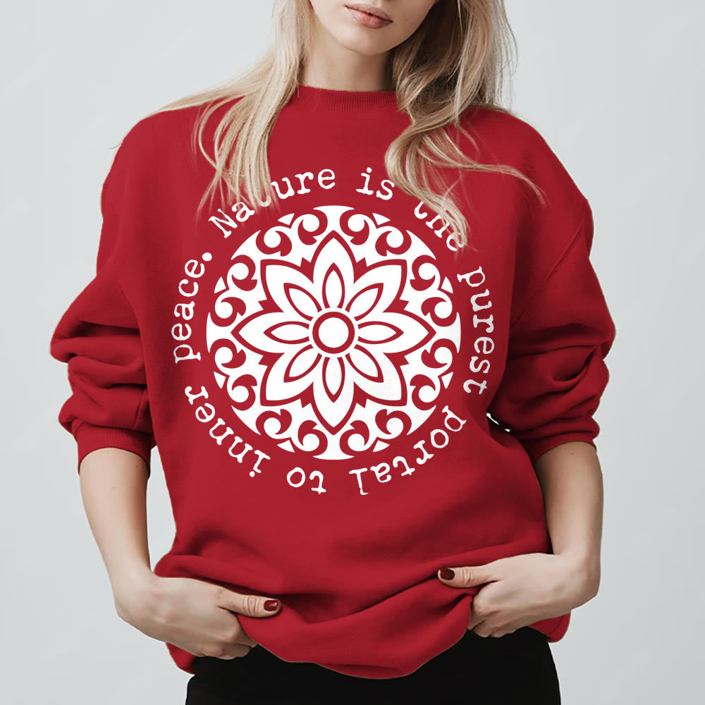 Olivenorma LA NATURA È IL PORTALE PIÙ PURO PER LA PACE INTERIORE Felpa in pile spirituale - Rosso - 2XL - image 11