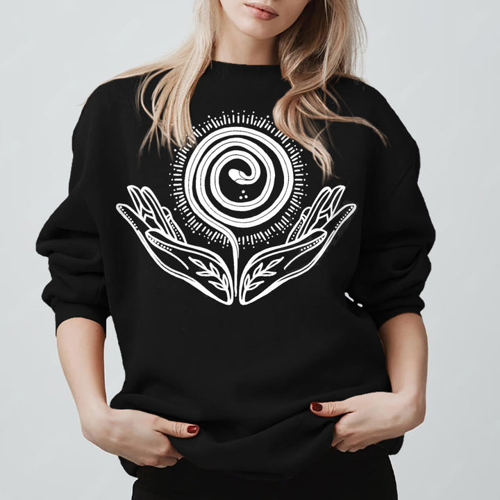 Olivenorma Spiritual Growth Spiral Tee Felpa girocollo a maniche lunghe e ampia - Nero - 2XL - image 5