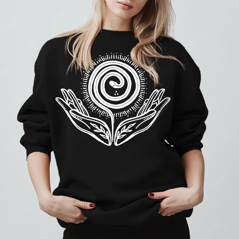Olivenorma Spiritual Growth Spiral Tee Felpa girocollo a maniche lunghe e ampia - Nero - 2XL - image 5