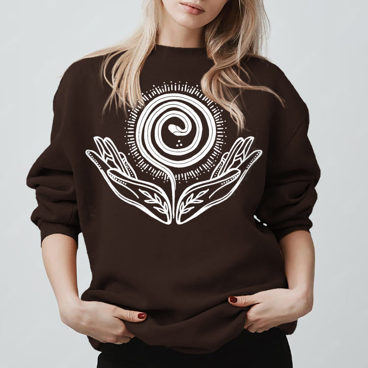 Olivenorma Spiritual Growth Spiral Tee Felpa girocollo a maniche lunghe e ampia - Marrone - 2XL - image 9