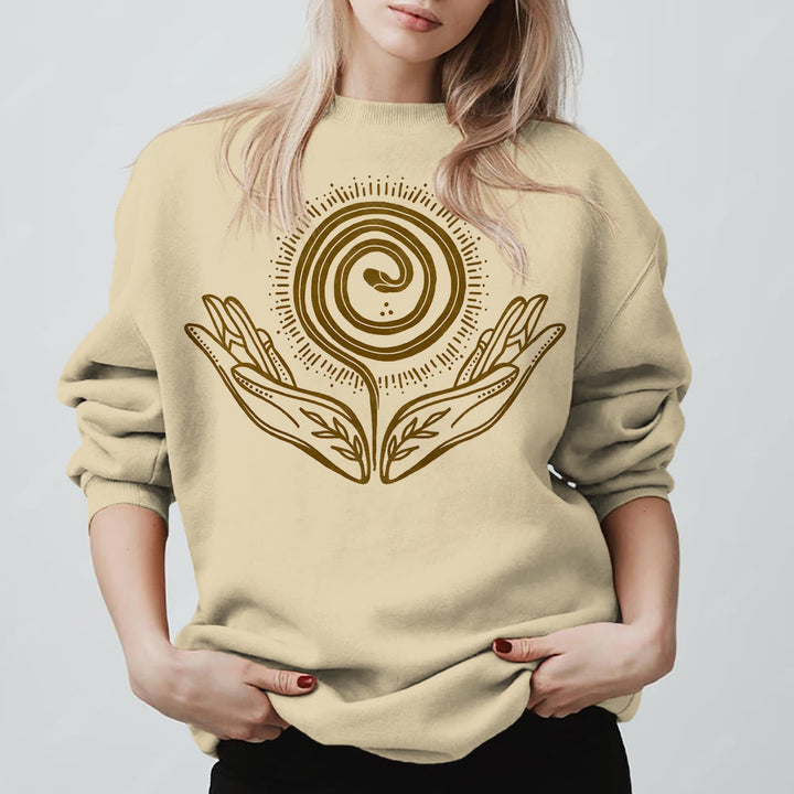 Olivenorma Spiritual Growth Spiral Tee Felpa girocollo a maniche lunghe e ampia - Giallo chiaro - 2XL - image 0