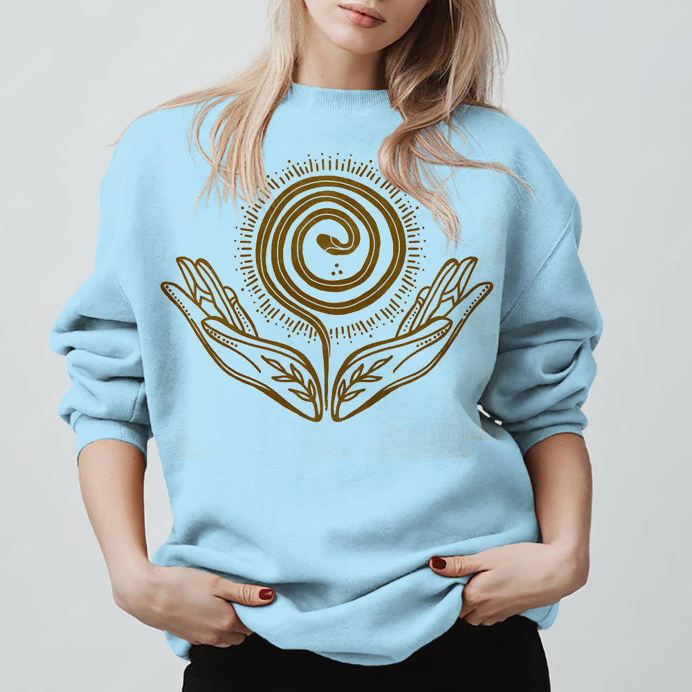 Olivenorma Spiritual Growth Spiral Tee Felpa girocollo a maniche lunghe e ampia - Blu - 2XL - image 15