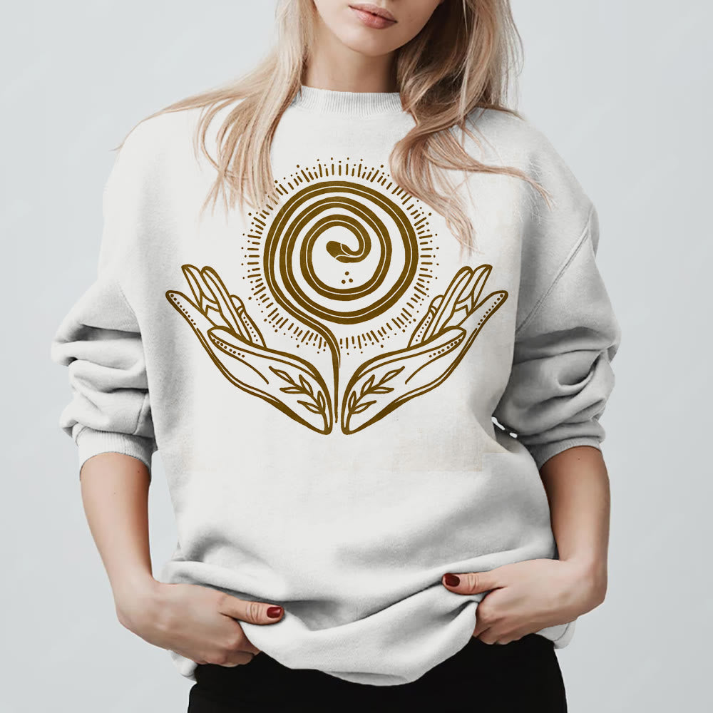 Olivenorma Spiritual Growth Spiral Tee Felpa girocollo a maniche lunghe e ampia - Bianco - 2XL - image 3