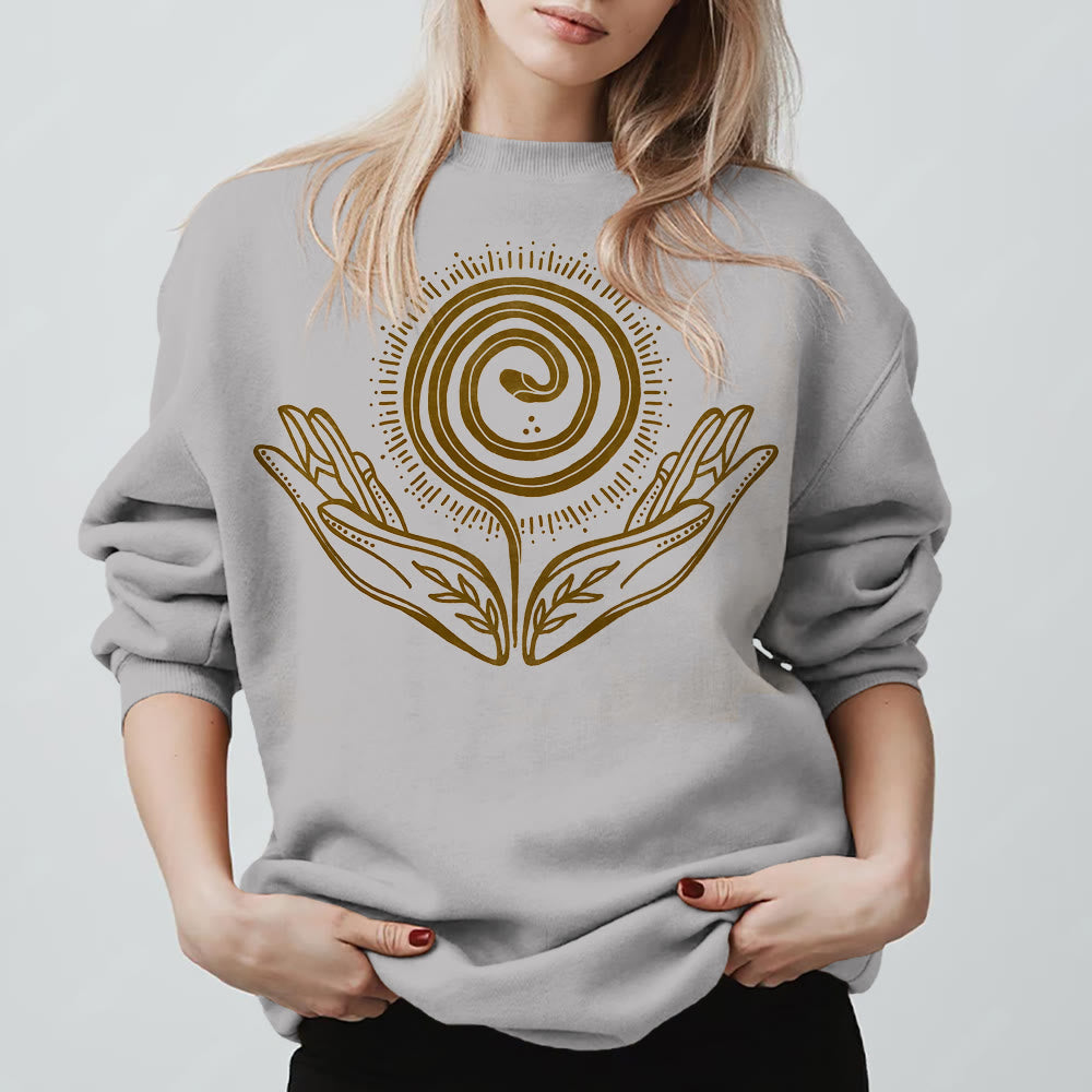 Olivenorma Spiritual Growth Spiral Tee Felpa girocollo a maniche lunghe e ampia - Grigio - 2XL - image 7