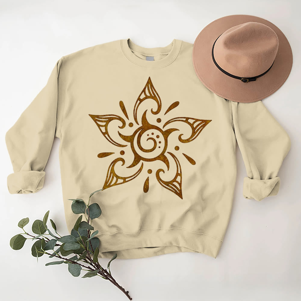 Felpa con cappuccio in pile floreale con motivo tribale mistico e spirituale Olivenorma - image 12