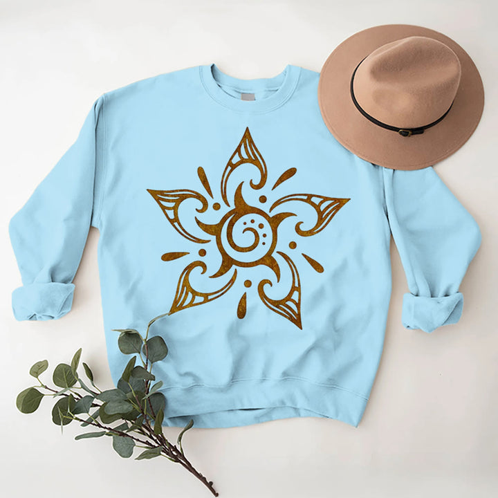 Felpa con cappuccio in pile floreale con motivo tribale mistico e spirituale Olivenorma - image 16