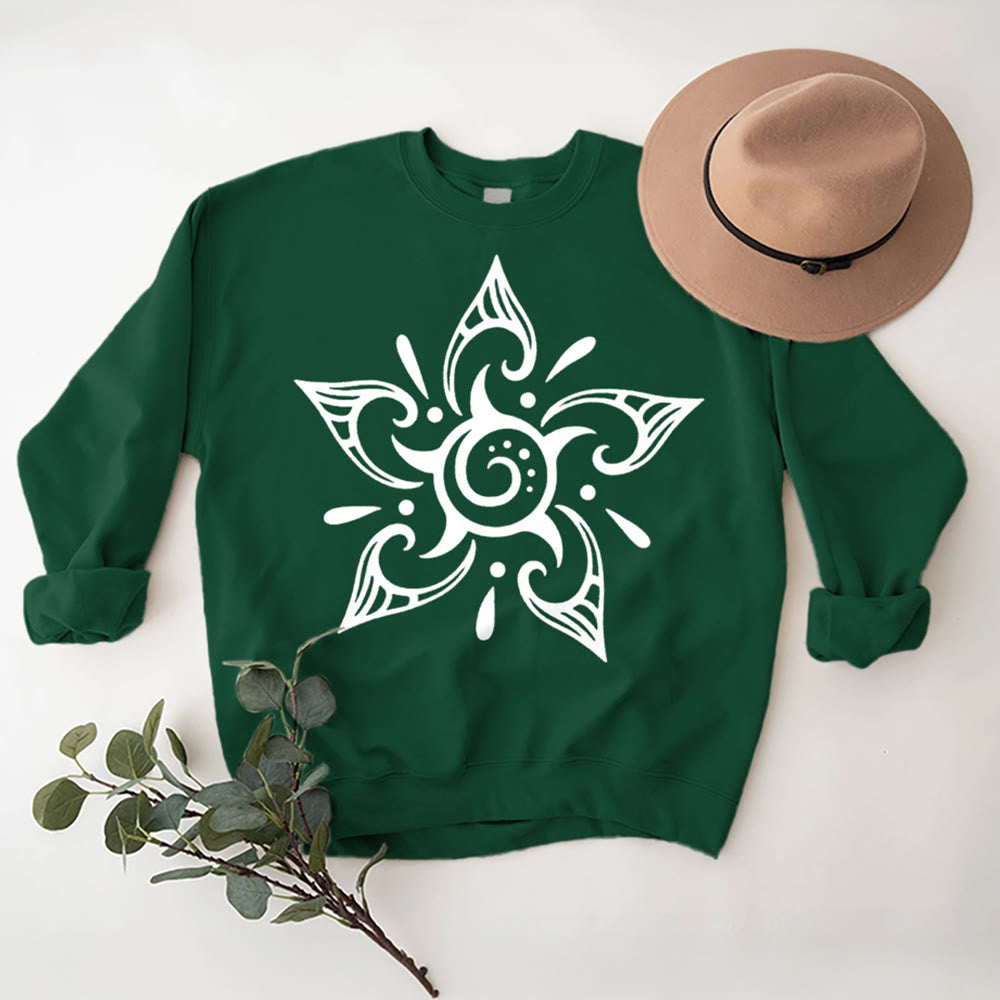 Felpa con cappuccio in pile floreale con motivo tribale mistico e spirituale Olivenorma - image 14