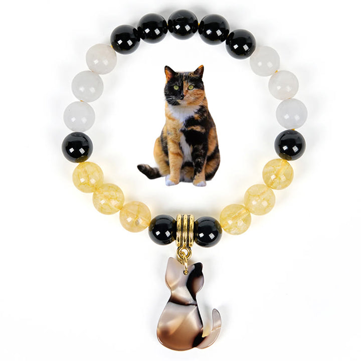 Bracciale Olivenorma Luck & Fortune con pietre preziose a forma di gatto calico tricolore - Braccialetto con gatto calico - image 0