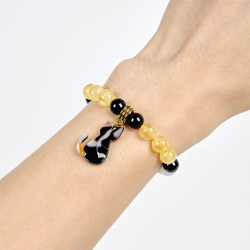 Bracciale Olivenorma Luck & Fortune con pietre preziose a forma di gatto calico tricolore - image 1