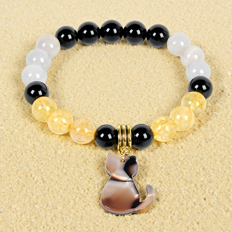 Bracciale Olivenorma Luck & Fortune con pietre preziose a forma di gatto calico tricolore - image 4