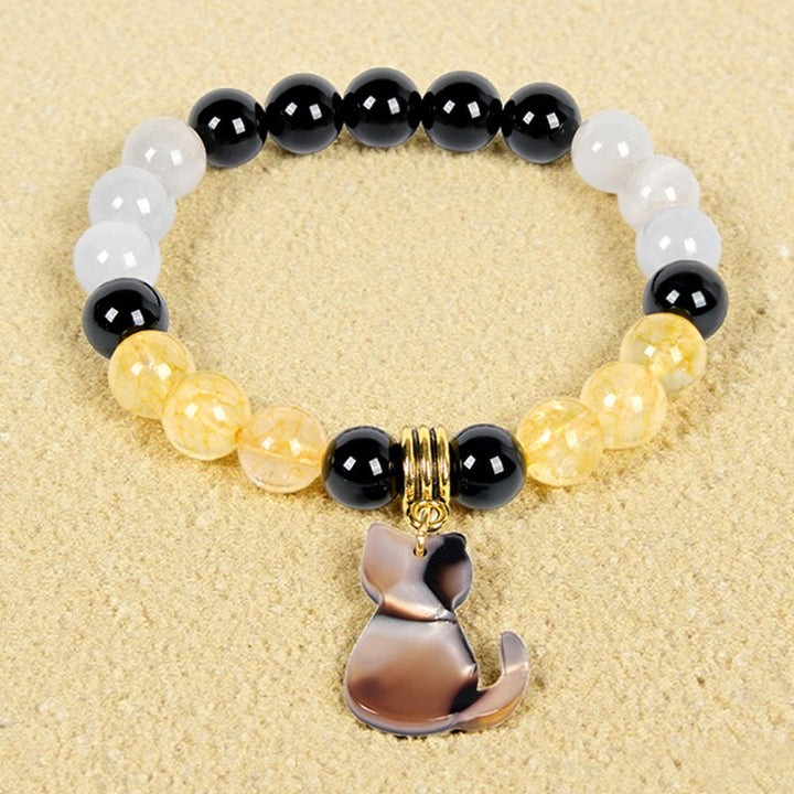 Bracciale Olivenorma Luck & Fortune con pietre preziose a forma di gatto calico tricolore - image 4