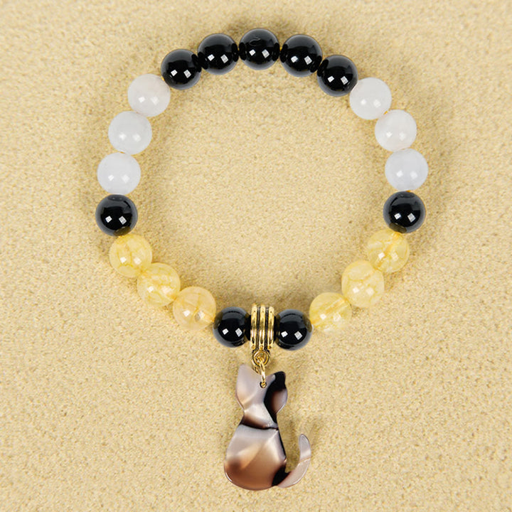 Bracciale Olivenorma Luck & Fortune con pietre preziose a forma di gatto calico tricolore - image 3