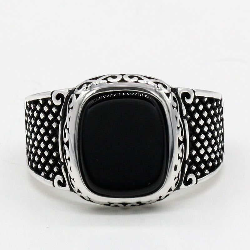 Olivenorma Anello da uomo in argento con onice nero, regalo fantastico