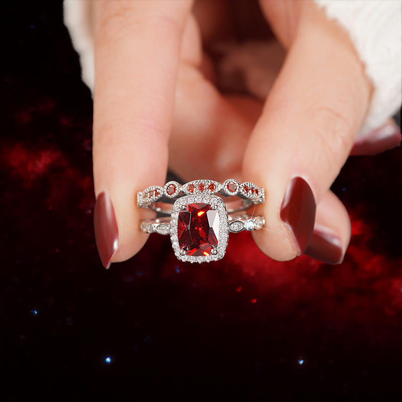 Olivenorma The Fiery Antares Obelisk Garnet Duo Ring - image 1