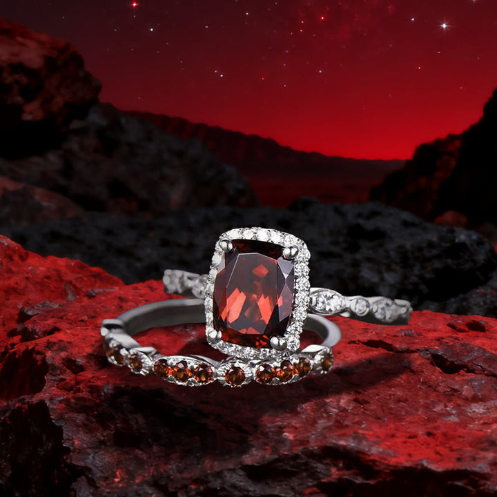 Olivenorma The Fiery Antares Obelisk Garnet Duo Ring - image 5