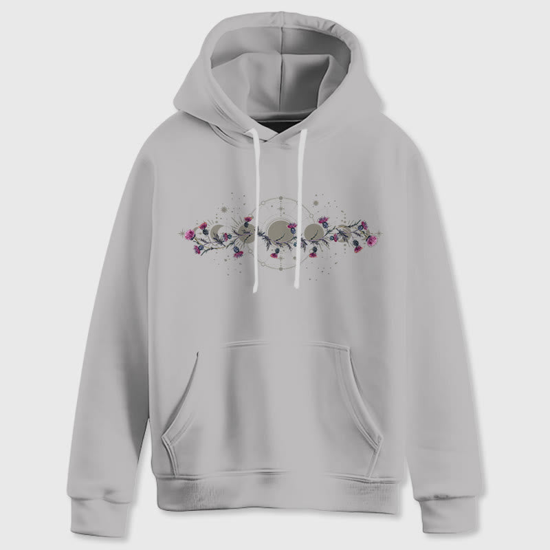 Olivenorma Felpa con cappuccio in pile floreale con fase lunare mistica e corvo, felpe con cappuccio larghe - image 10