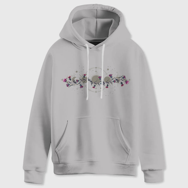 Olivenorma Felpa con cappuccio in pile floreale con fase lunare mistica e corvo, felpe con cappuccio larghe - image 10