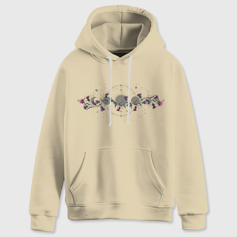 Olivenorma Felpa con cappuccio in pile floreale con fase lunare mistica e corvo, felpe con cappuccio larghe - image 16