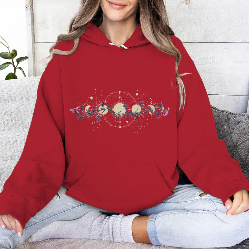 Olivenorma Felpa con cappuccio in pile floreale con fase lunare mistica e corvo, felpe con cappuccio larghe - image 20