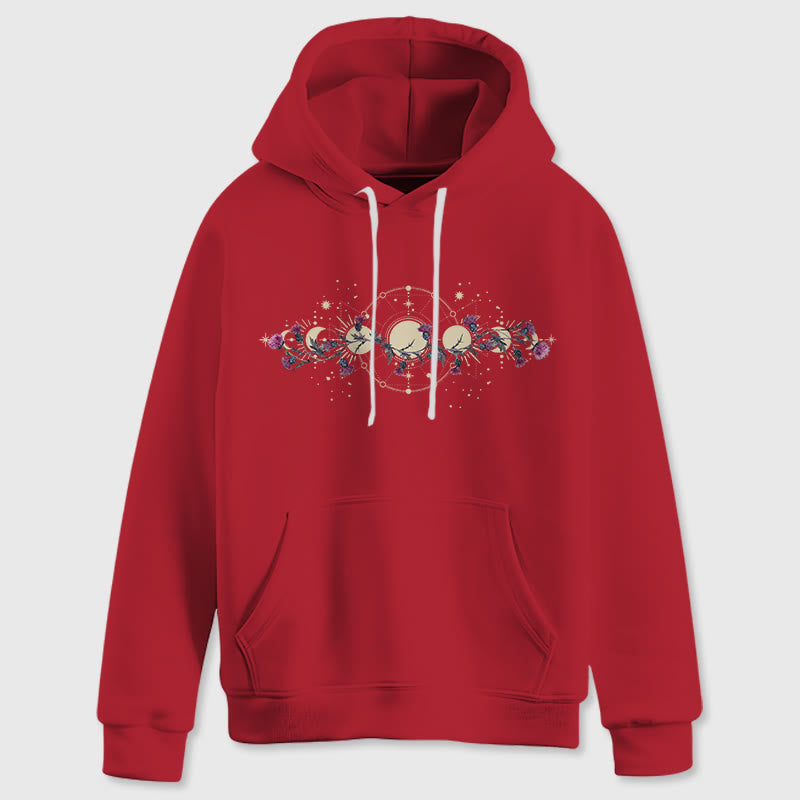 Olivenorma Felpa con cappuccio in pile floreale con fase lunare mistica e corvo, felpe con cappuccio larghe - image 19