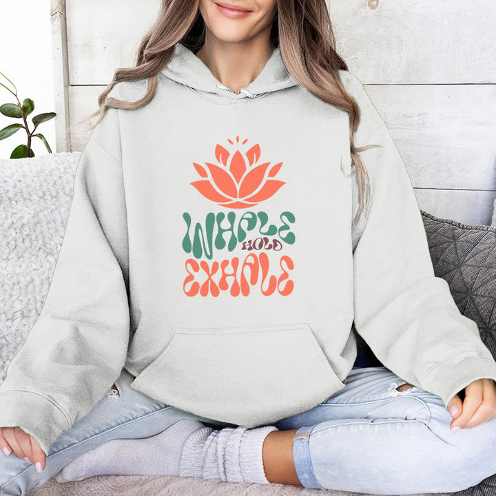 Olivenorma INHALE & EXHALE Lotus Yoga Meditation Fleece Sweater Unisex Felpe con cappuccio a maniche lunghe - Bianco - 2XL - image 0