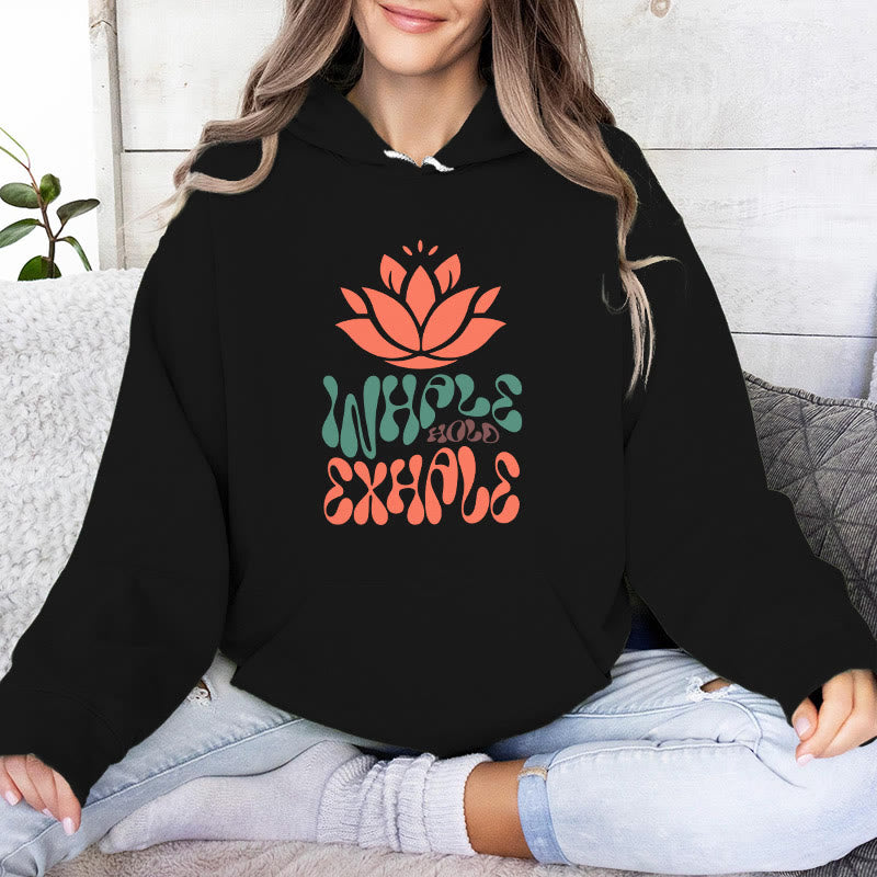 Olivenorma INHALE & EXHALE Lotus Yoga Meditation Fleece Sweater Unisex Felpe con cappuccio a maniche lunghe - Nero - 2XL - image 4