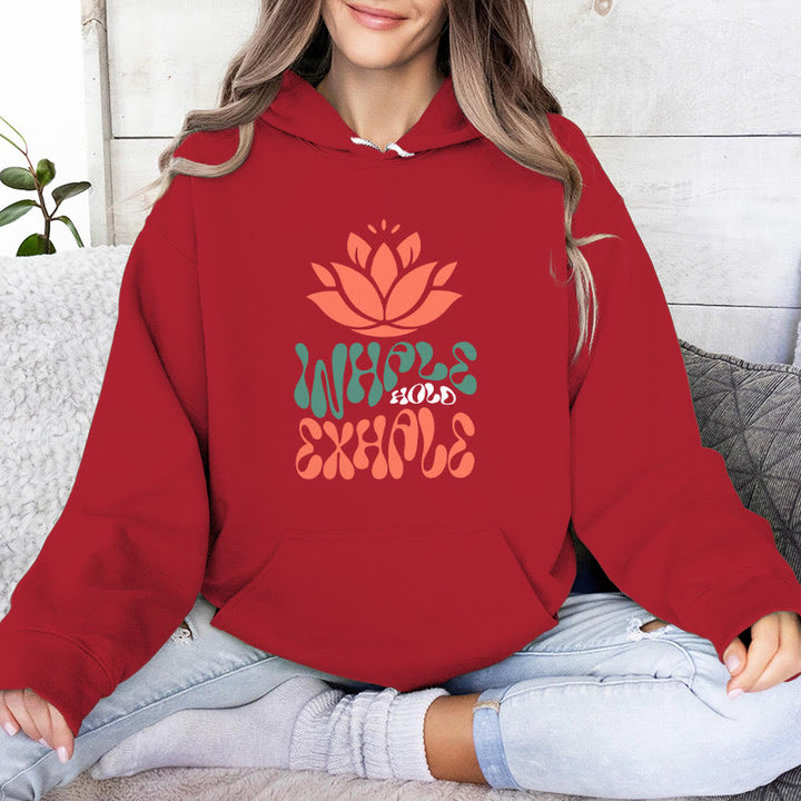 Olivenorma INHALE & EXHALE Lotus Yoga Meditation Fleece Sweater Unisex Felpe con cappuccio a maniche lunghe - Rosso - 2XL - image 12