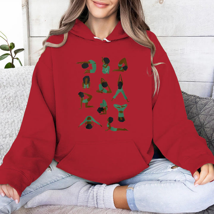 Olivenorma Yoga Poses Felpe oversize Outfit Maglioni in pile Top Felpe con cappuccio - Rosso - 2XL - image 14