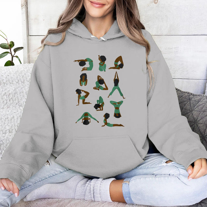 Olivenorma Yoga Poses Felpe oversize Outfit Maglioni in pile Top Felpe con cappuccio - Grigio - 2XL - image 8