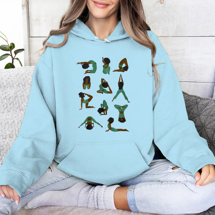 Olivenorma Yoga Poses Felpe oversize Outfit Maglioni in pile Top Felpe con cappuccio - Blu - 2XL - image 0