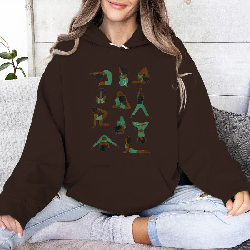 Olivenorma Yoga Poses Felpe oversize Outfit Maglioni in pile Top Felpe con cappuccio - Marrone - 2XL - image 10