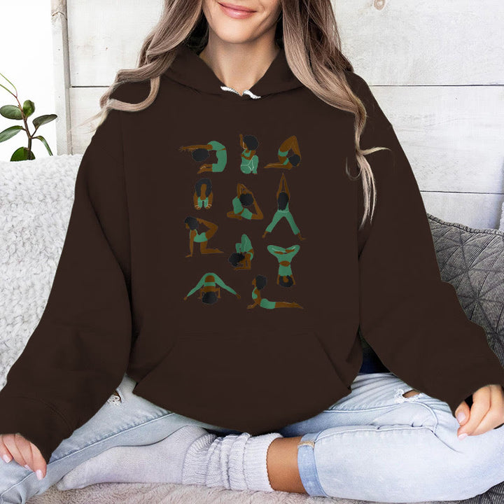 Olivenorma Yoga Poses Felpe oversize Outfit Maglioni in pile Top Felpe con cappuccio - Marrone - 2XL - image 10