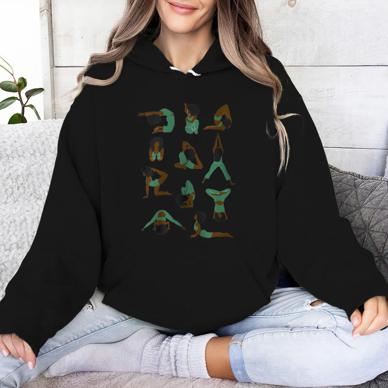 Olivenorma Yoga Poses Felpe oversize Outfit Maglioni in pile Top Felpe con cappuccio - Nero - 2XL - image 4
