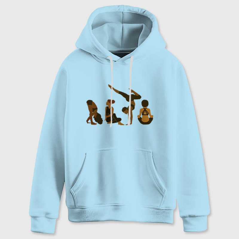 Olivenorma Felpa con cappuccio unisex in pile per yoga, allenamento e meditazione, con stampa di pose da donna nera - image 17