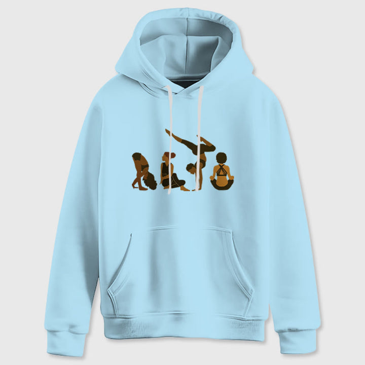 Olivenorma Felpa con cappuccio unisex in pile per yoga, allenamento e meditazione, con stampa di pose da donna nera - image 17