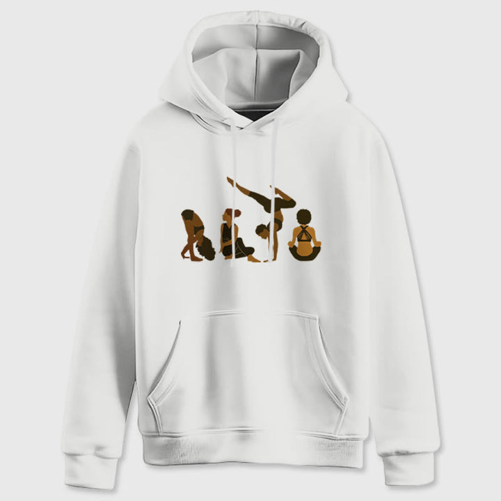 Olivenorma Felpa con cappuccio unisex in pile per yoga, allenamento e meditazione, con stampa di pose da donna nera - image 7