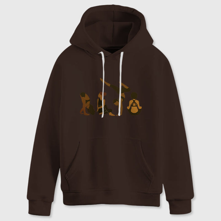 Olivenorma Felpa con cappuccio unisex in pile per yoga, allenamento e meditazione, con stampa di pose da donna nera - image 11