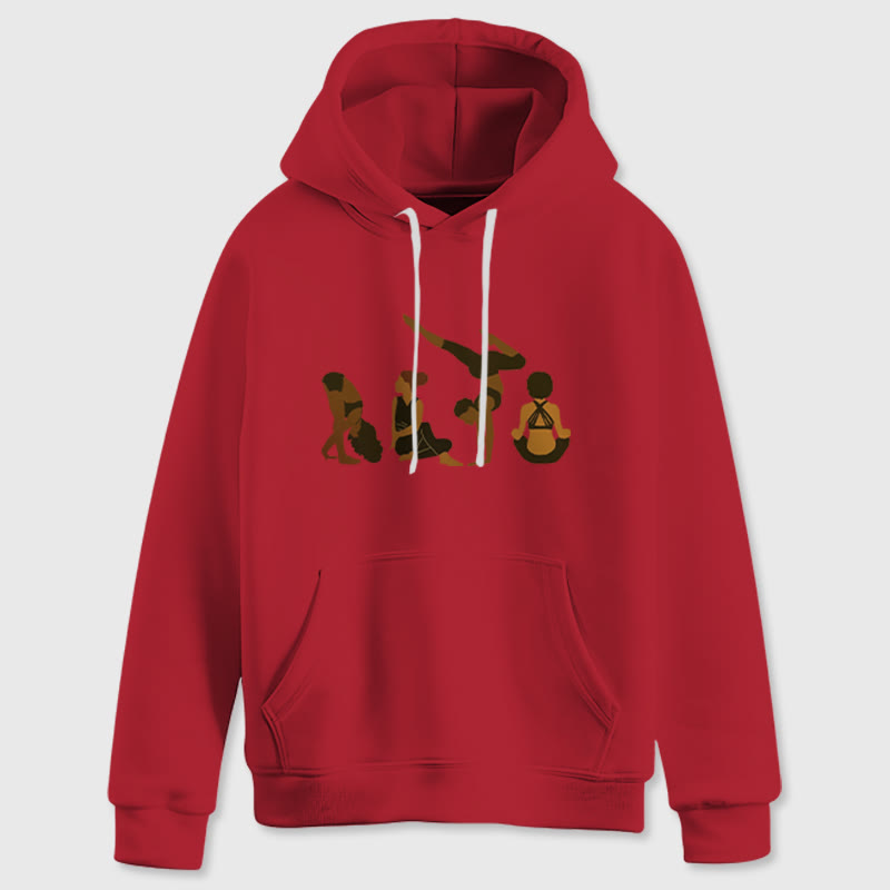 Olivenorma Felpa con cappuccio unisex in pile per yoga, allenamento e meditazione, con stampa di pose da donna nera - image 13