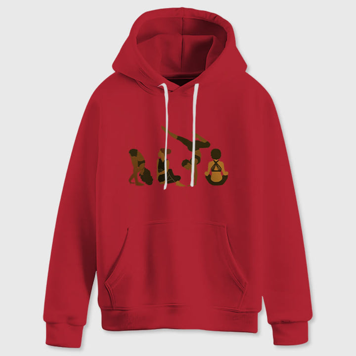 Olivenorma Felpa con cappuccio unisex in pile per yoga, allenamento e meditazione, con stampa di pose da donna nera - image 13